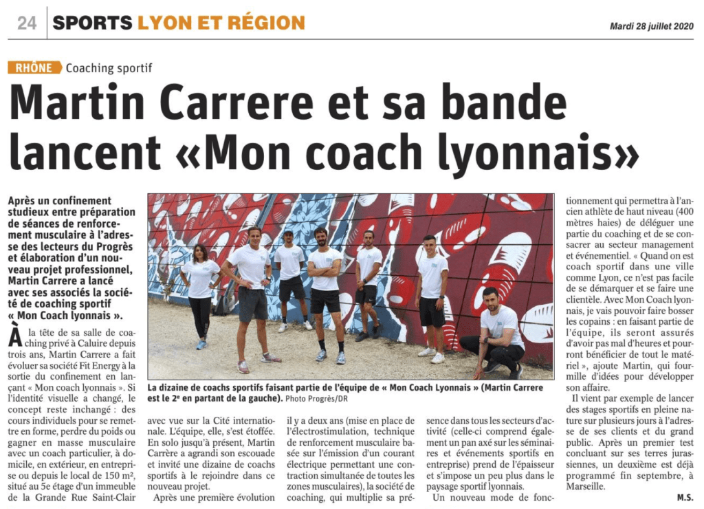 Article Journal de Mon Coach Lyonnais